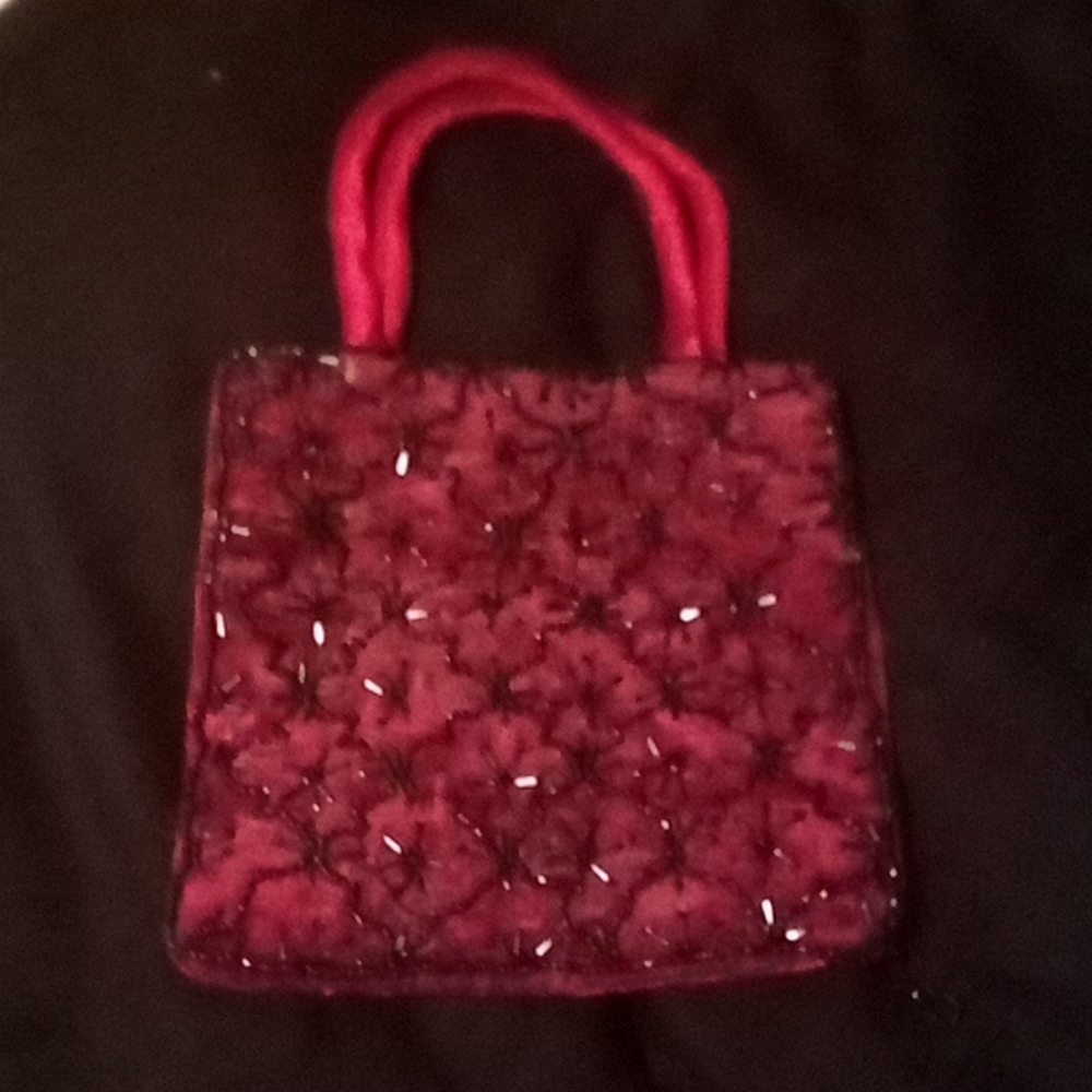 Maroon Velvet with Black Shiney Beads